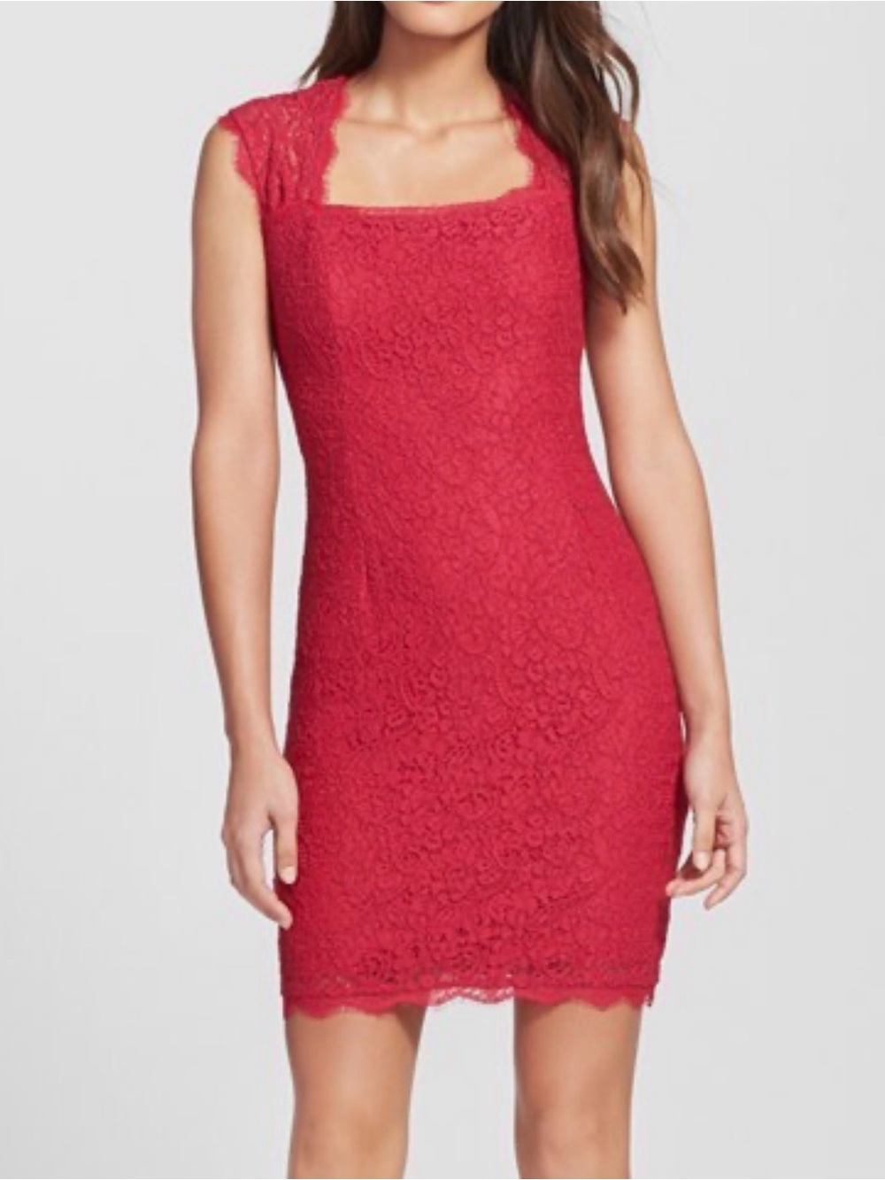Adrianna Papell Cap Sleeve Lace Sheath Dress Crimson Pink Size 4 NWT $158